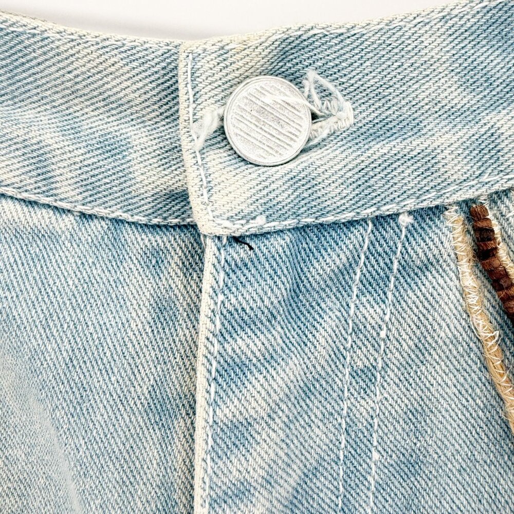 JOU JOU VTG 80s Denim Blue Embellished Long Jean Short 11/12 - Picture 2 of 13